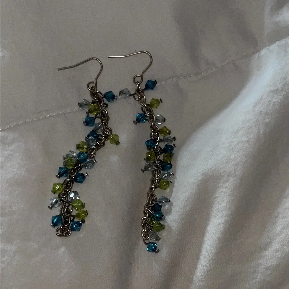 Chic Pink and blue beaded Dangle Earrings - Picture 2 of 8